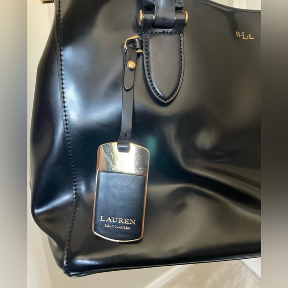 Ralph Lauren black leather and gold accent bag - Picture 4 of 7
